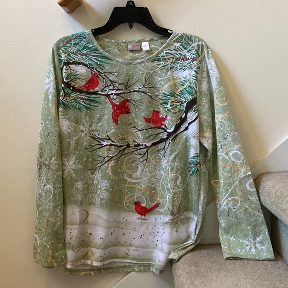 size XL, bust is up to 44” inches, four cardinals pretty shirt, new condition - Picture 5 of 9